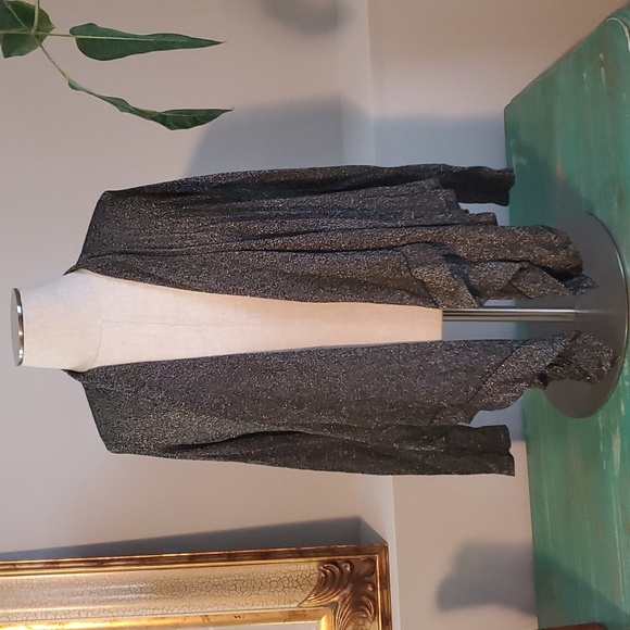 Karen Kane Glamerous Black Sparkle Waterfall Cardigan size Large - Picture 1 of 4